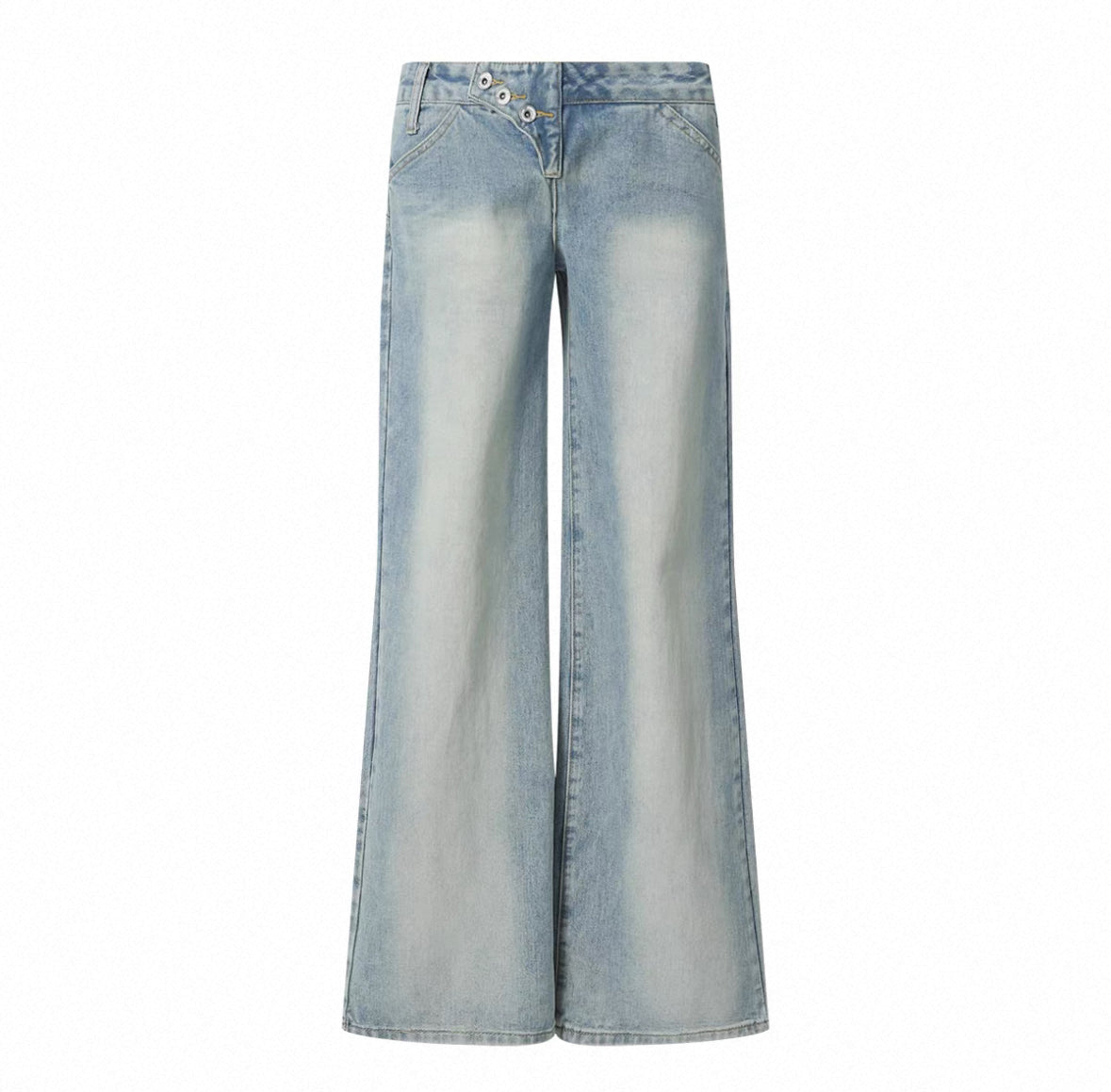 Oblique Waist Light Blue Washed Jeans