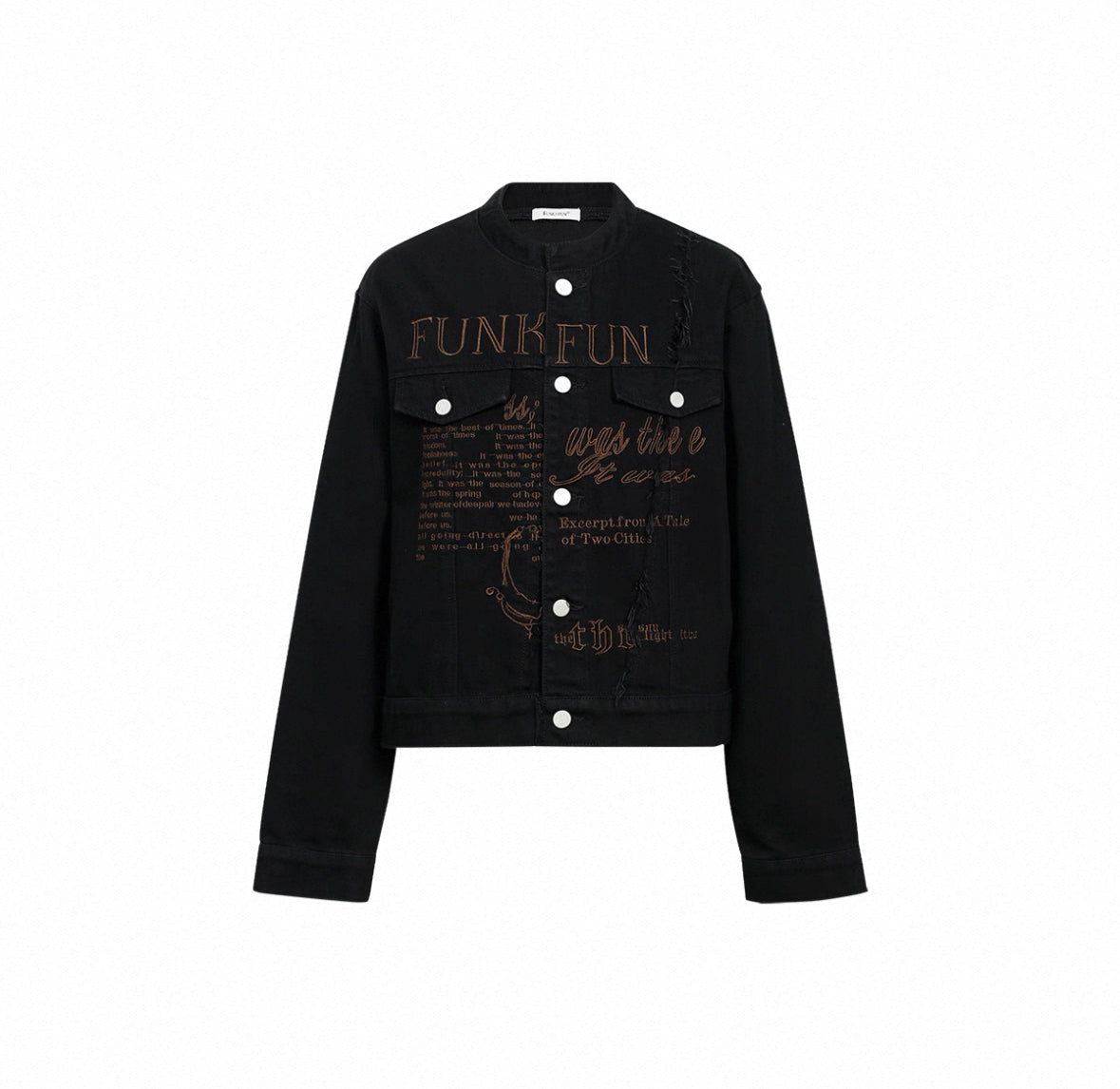 Embroidered Hemme Bone Denim Long SleeveJacket