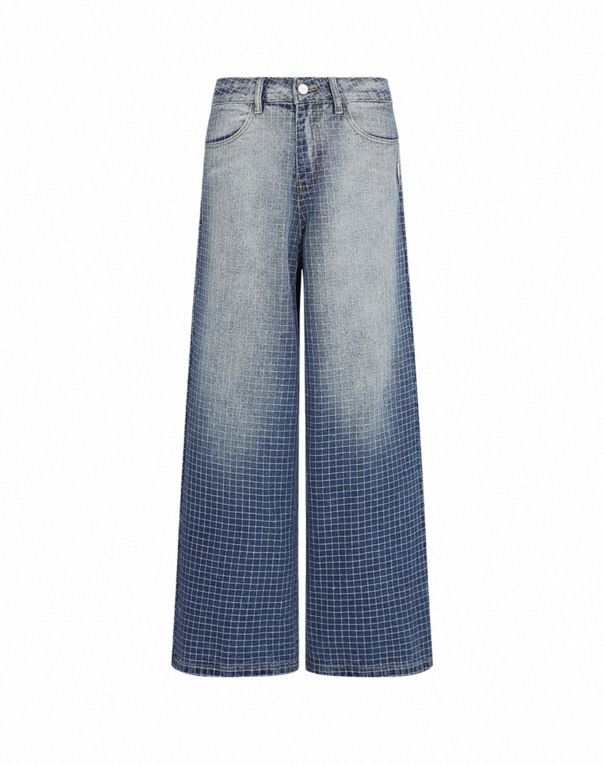 Plaid Loose Washed Straight Pants