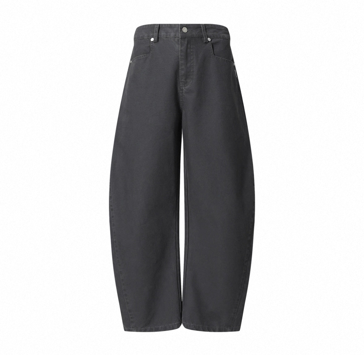 White/Grey Washed Studded Workwear Loose Pants