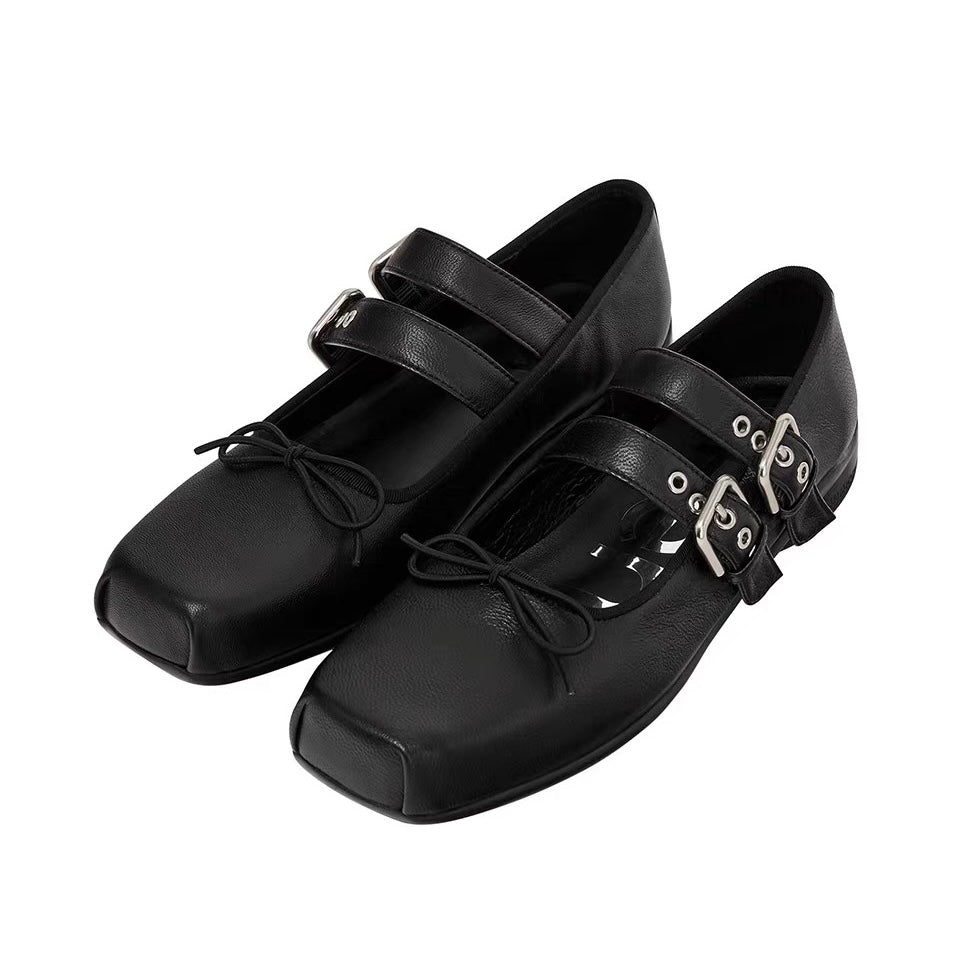 Mary Jane Flat Sole Leather Shoe