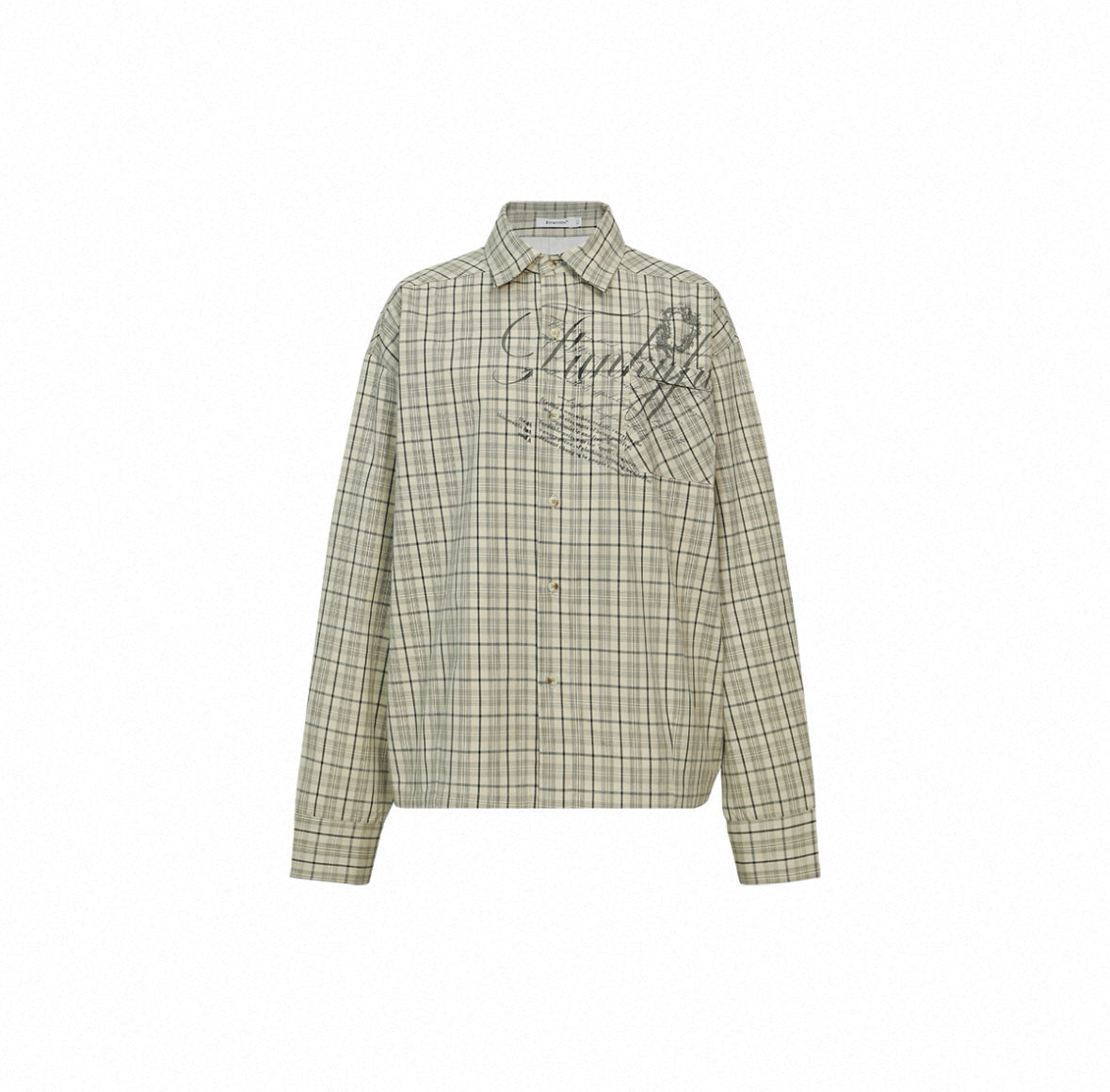 Print Khaki Plaid Loose Long Sleeve Shirt
