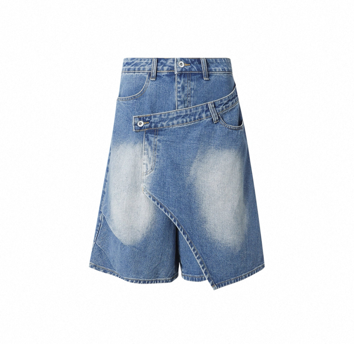 Six Point Barrel Loose Cut Denim Shorts