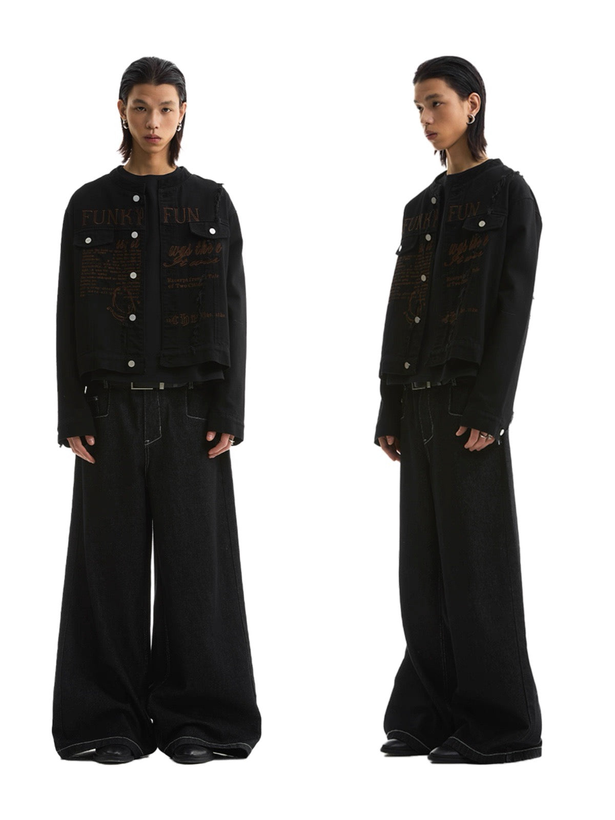 Embroidered Hemme Bone Denim Long SleeveJacket