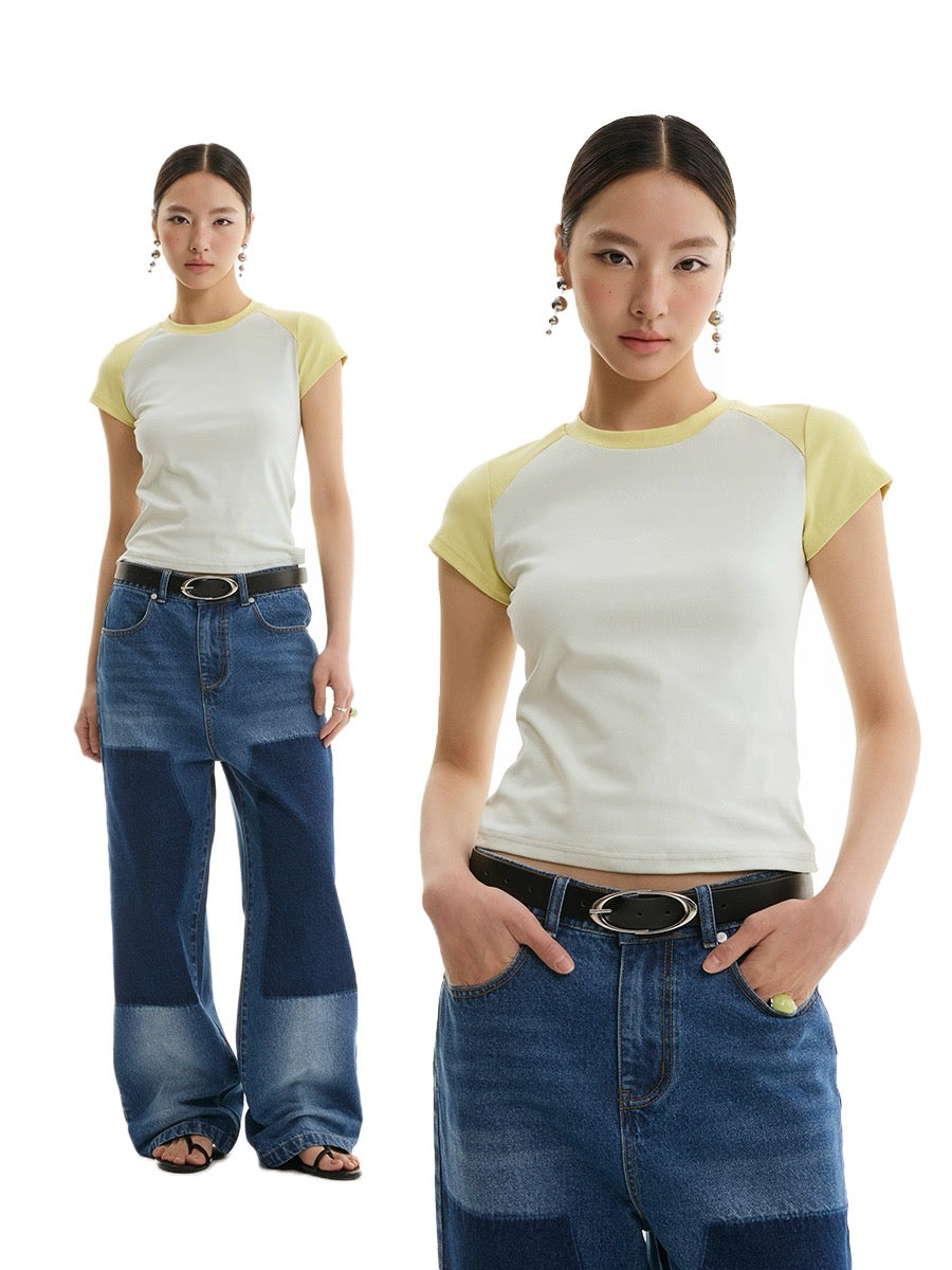 Sleeved Round Neck Short Sleeve Tee
