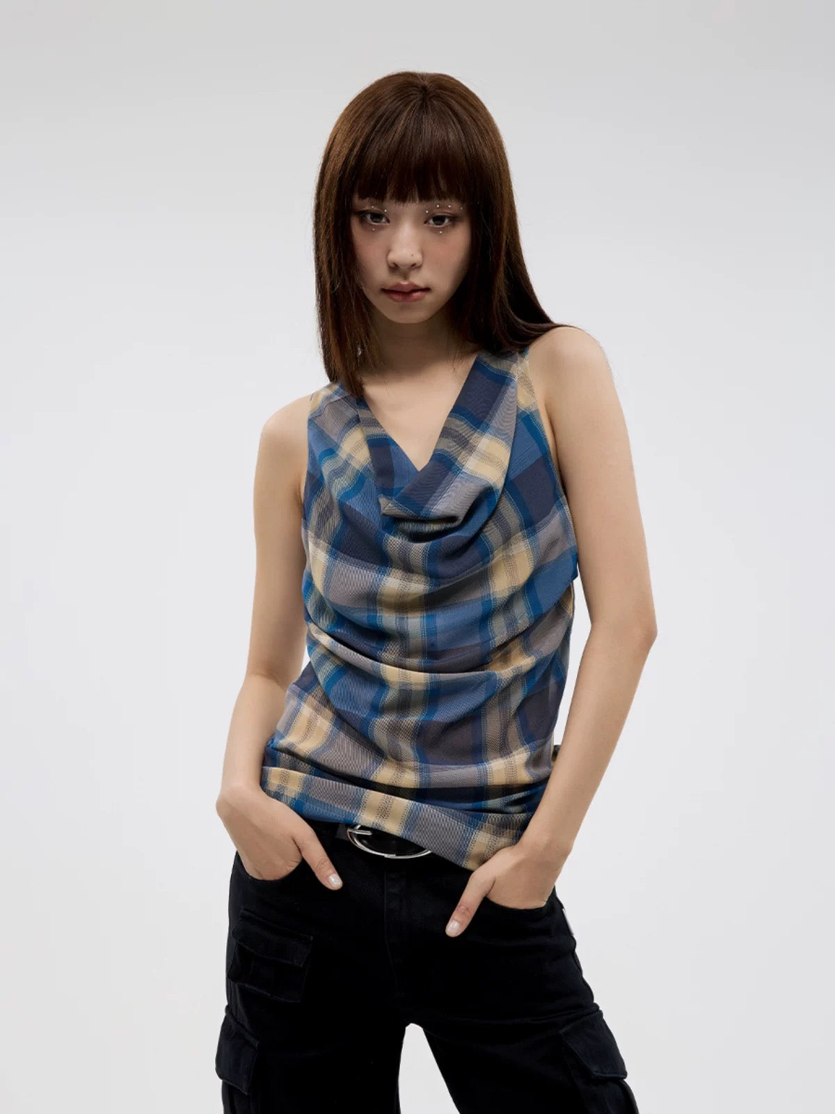 Sleeveless Vintage Plaid Top