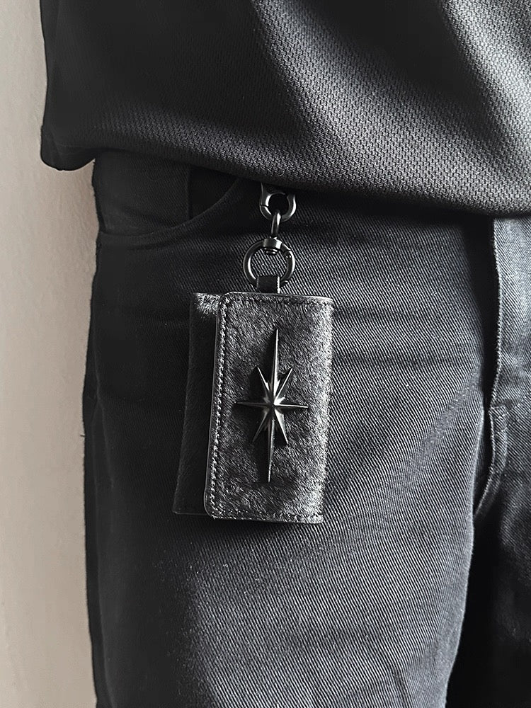 Cowhide Button Coin Wallet