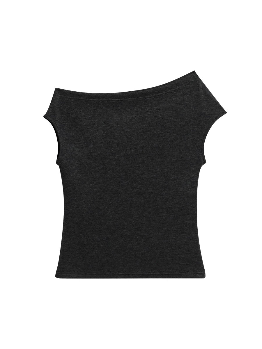 Grey Slanted Short Sleeve Tee